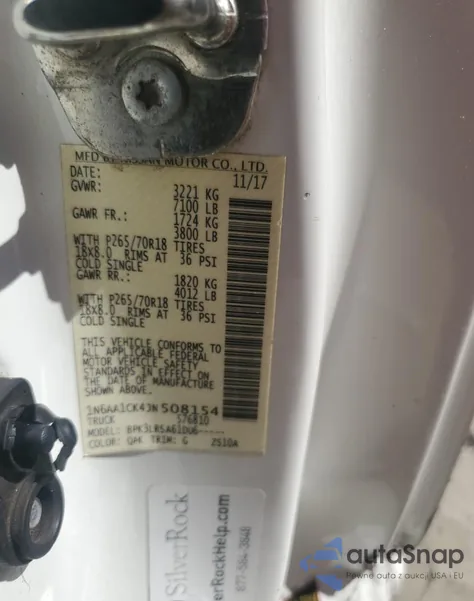 2018 Nissan Titan S из США, поврежденный, VIN 1N6AA1CK4JN508154